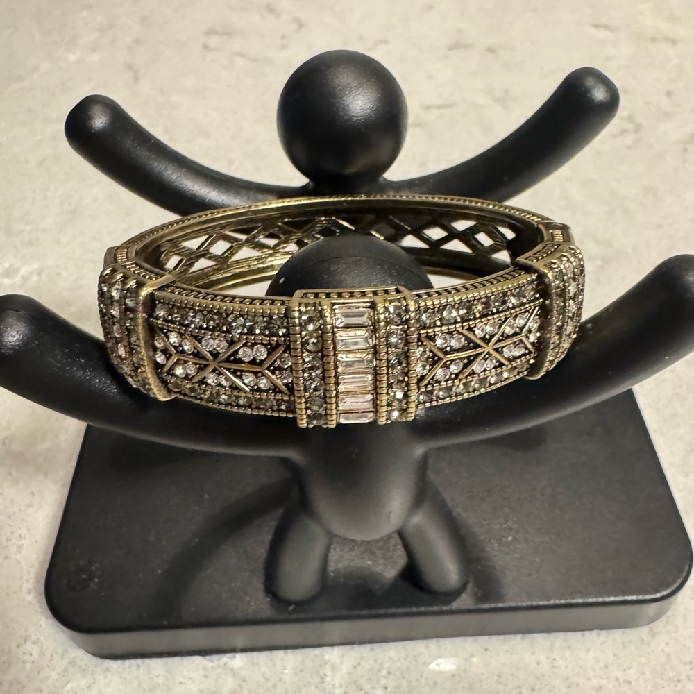 Heidi Daus Clear Swarovski Crystal Rhinestone Hinged Bangle Bracelet